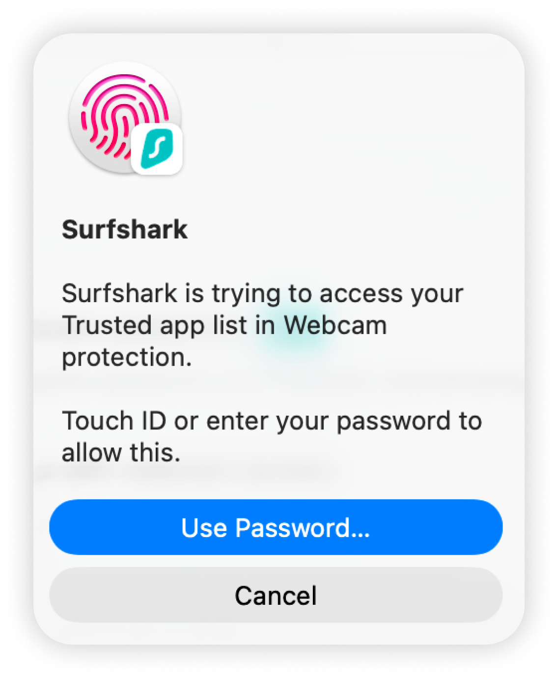 macOS prompt for Touch ID or password to access the trusted app list