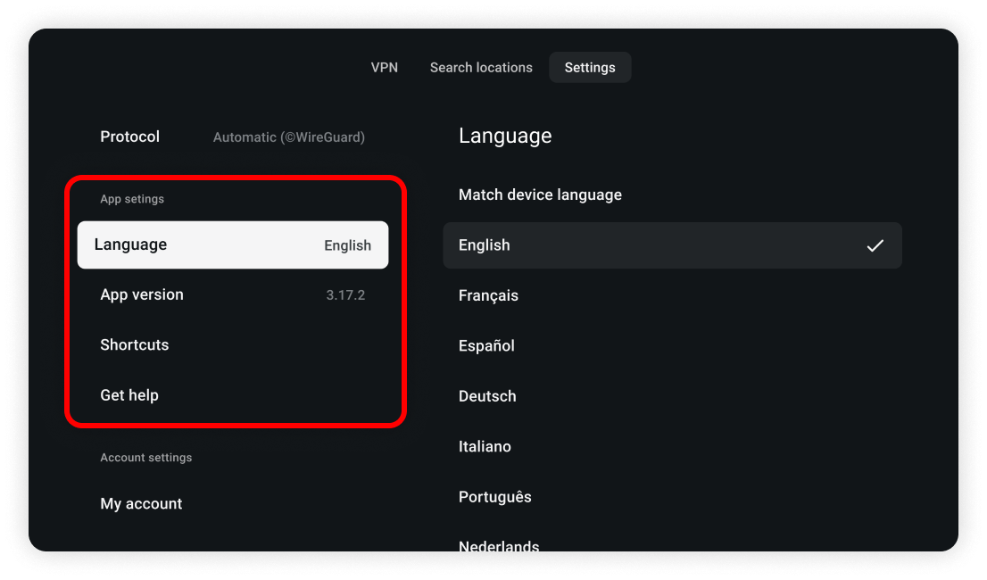 alt="App settings section"