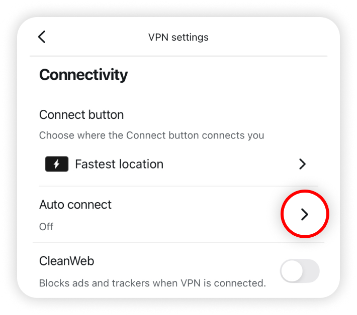 Arrow highlighted next to Auto connect