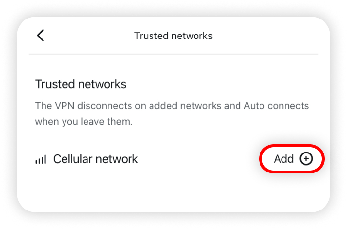 Add button highlighted next to a specific network