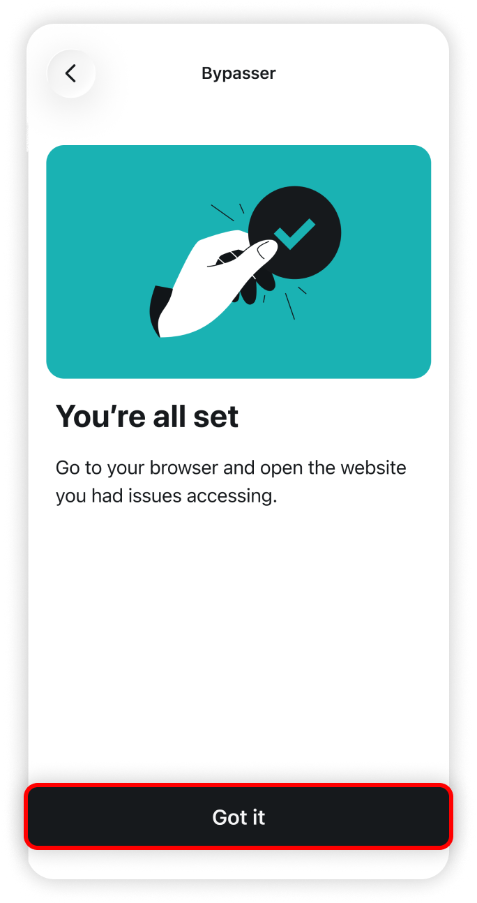 Got it button highlighted