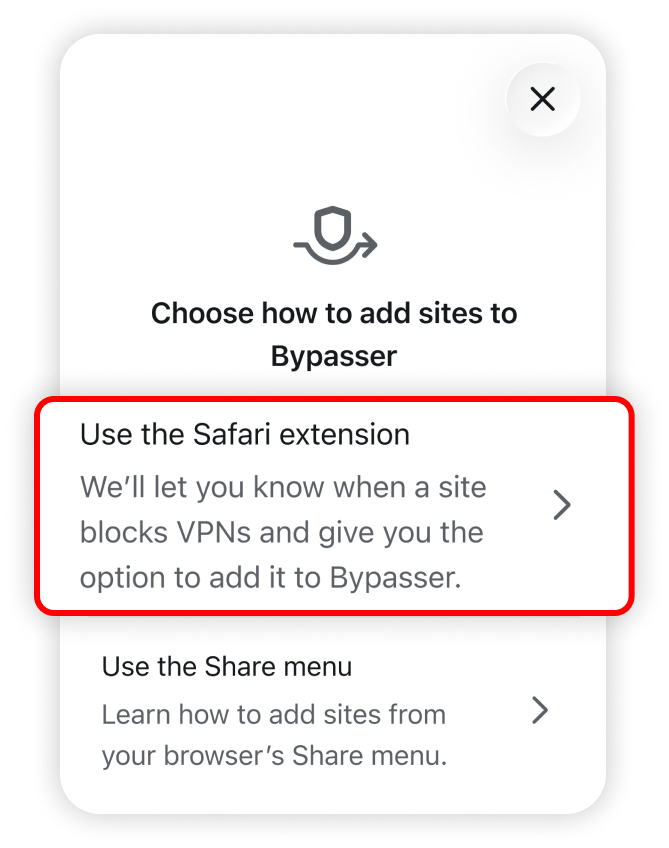 Use the Safari extension button highlighted